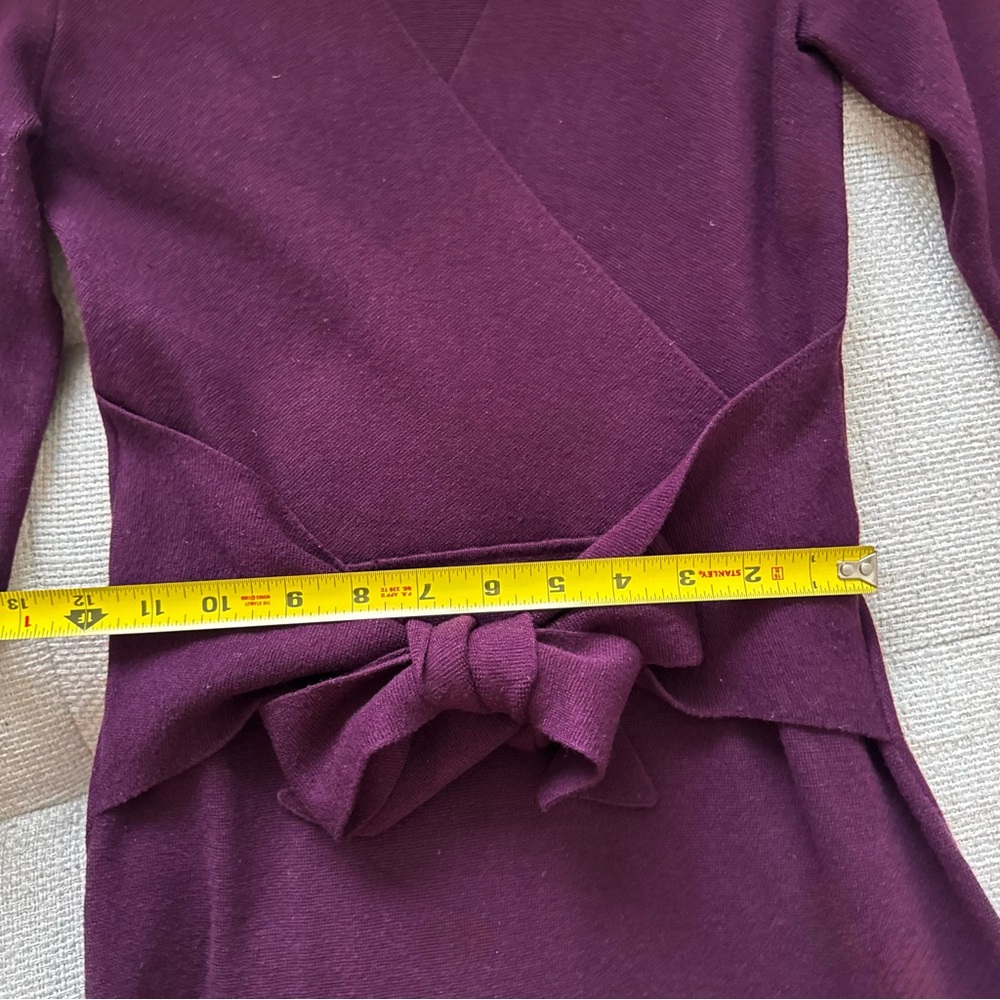 Hobbs London Plum Purple Wrap Dress Wool Blend Machine Washable Size US 2 - Picture 5 of 10